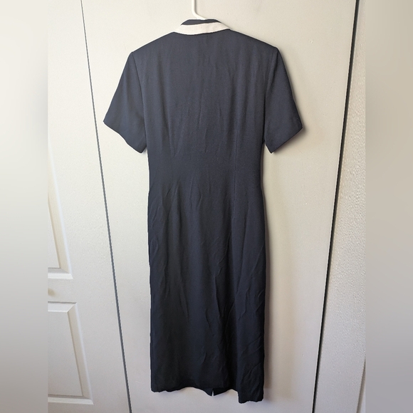 VINTAGE Jessica Women Dress Size 10 Petite Made In Canada Floral Navy Blue White - Picture 7 of 12